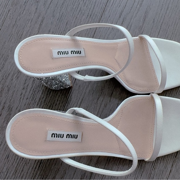 Miu Miu Silver White Heeled Sandals - Picture 3 of 7